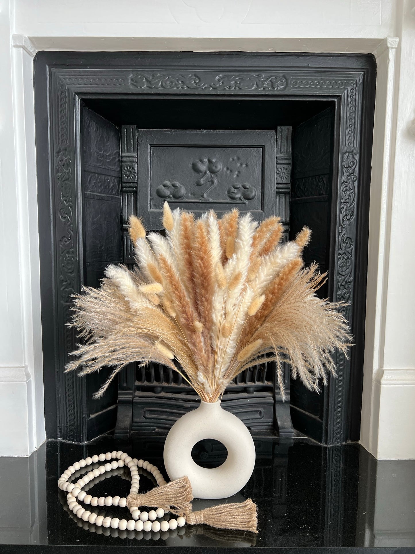 Wood Bead Garland with Tassels, For Home Decor Rustic Wall Hanging Decorations
