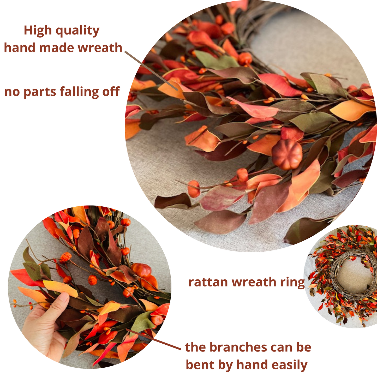 Autumn Wreath, Front Door Wreath Autumn Home Decor, Fall Decor, 24 inches