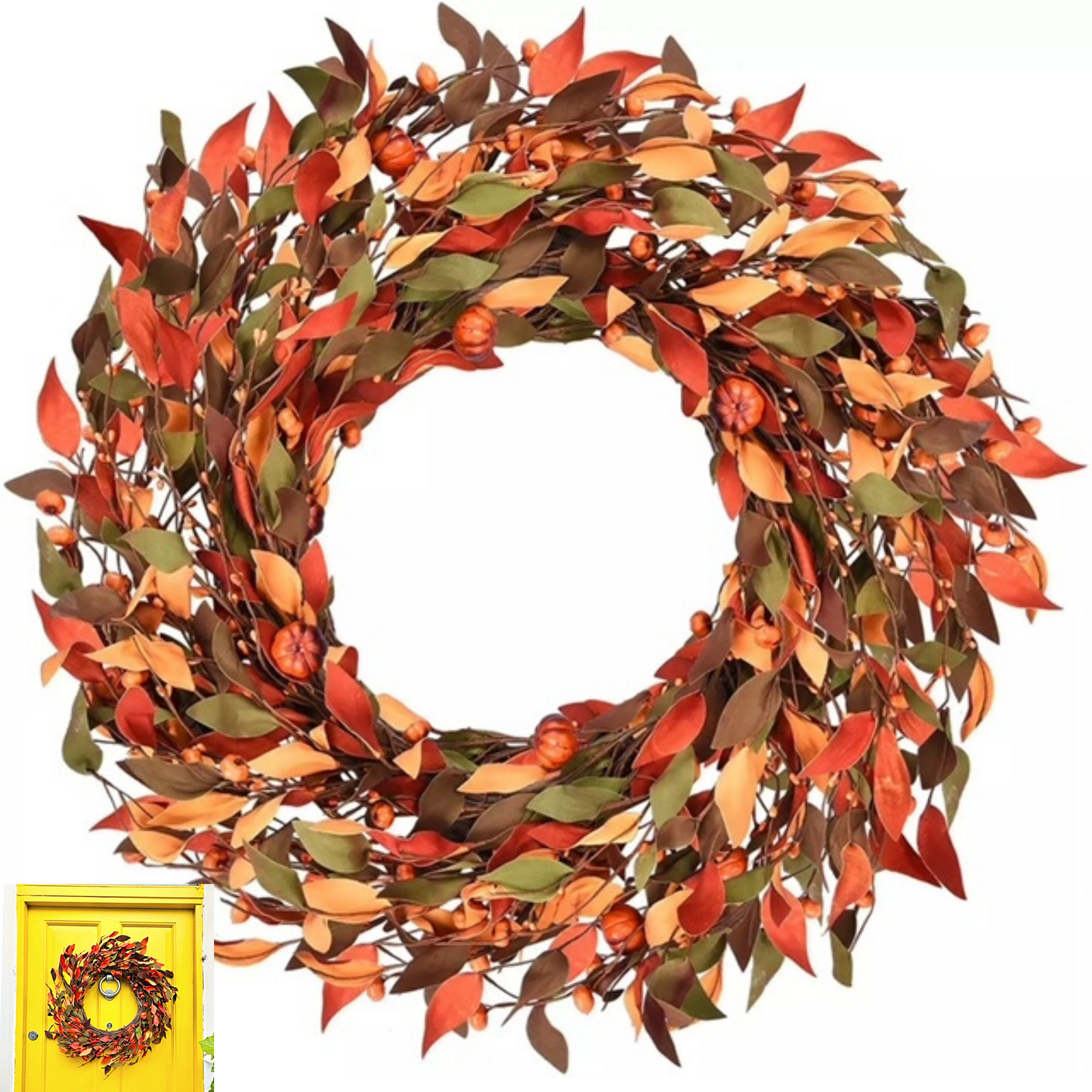 Autumn Wreath, Front Door Wreath Autumn Home Decor, Fall Decor, 24 inches