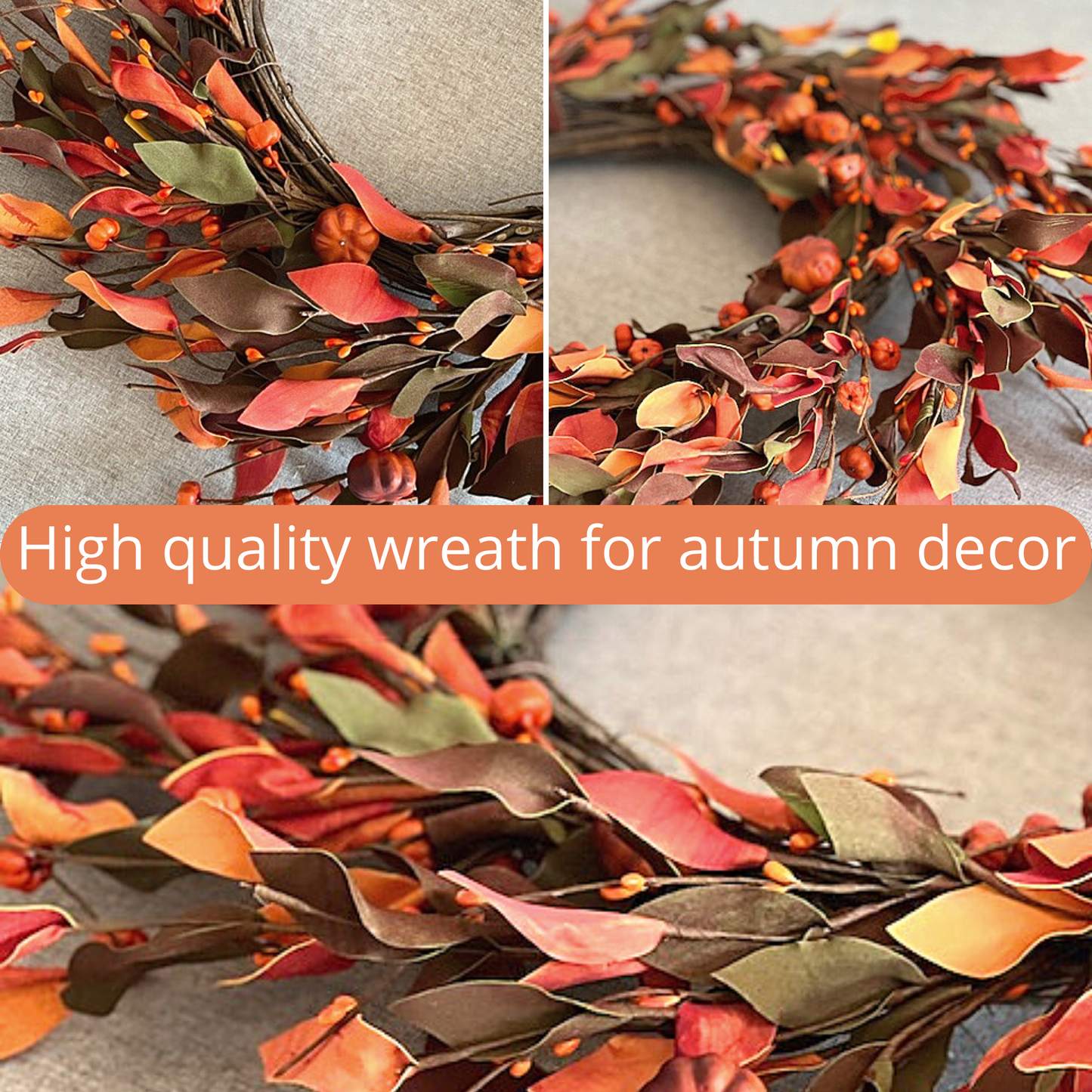 Autumn Wreath, Front Door Wreath Autumn Home Decor, Fall Decor, 24 inches