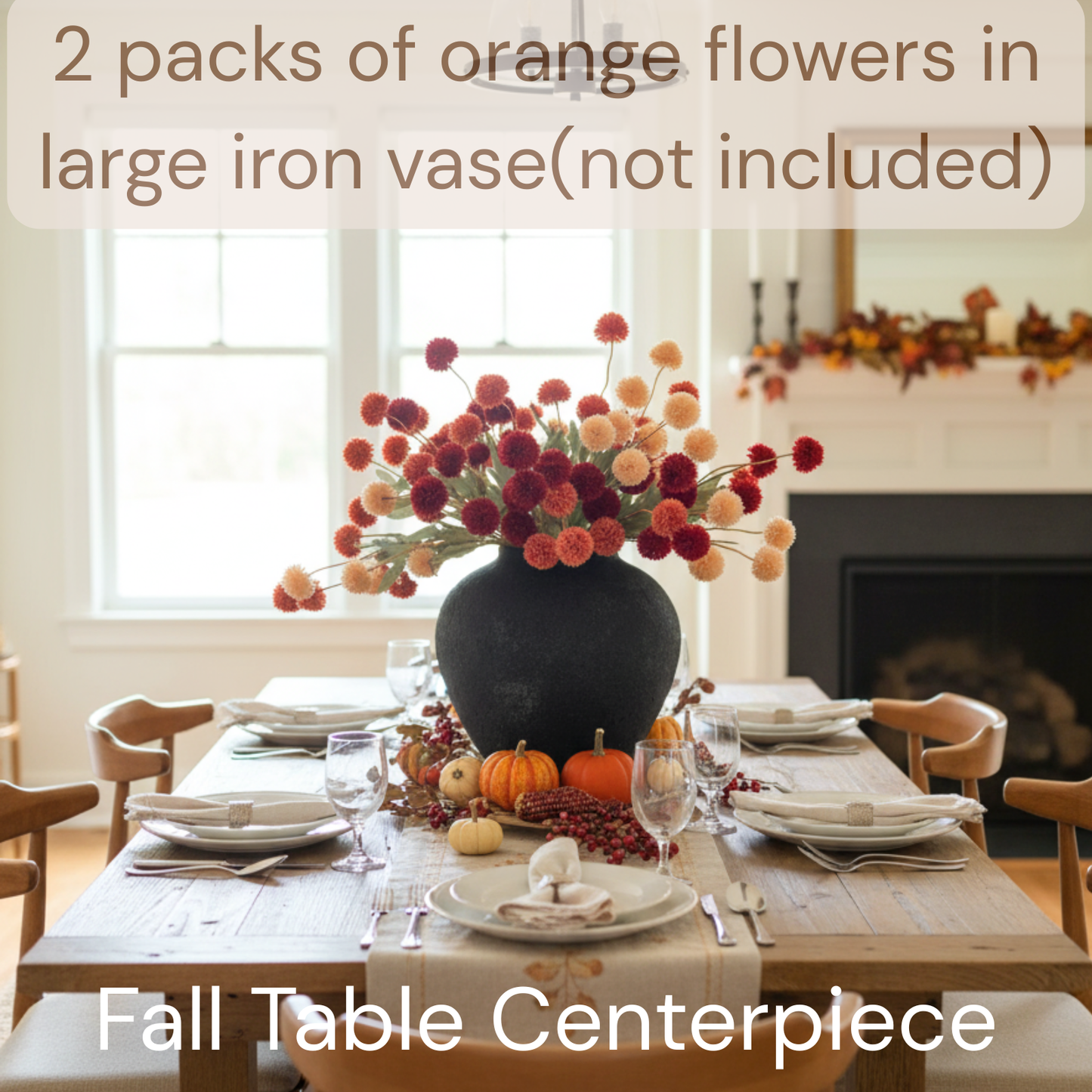 RyddeligHome Burnt Orange Faux Kiku Flower 10 Stems + 18 Brown Eucalyptus Stems, Assorted Artificial Silk Mums Fall Flowers Autumn, Mini Fake Chrysanthemum Flowers, Faux Stems Artificial