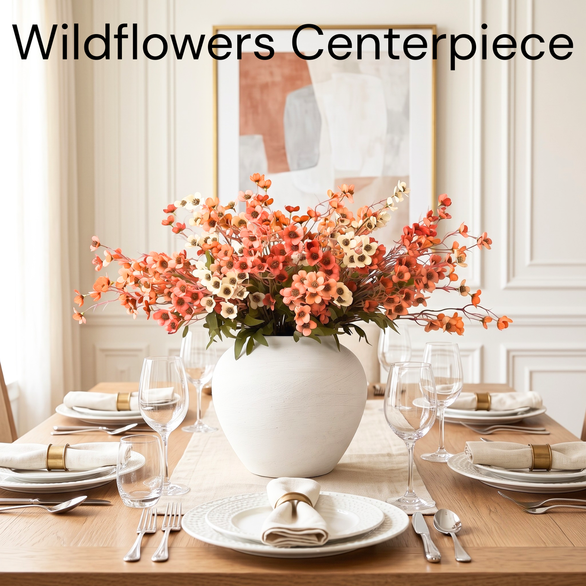 Orange Faux Wildflowers for Fall Decor, Artificial Mum Look For Porch