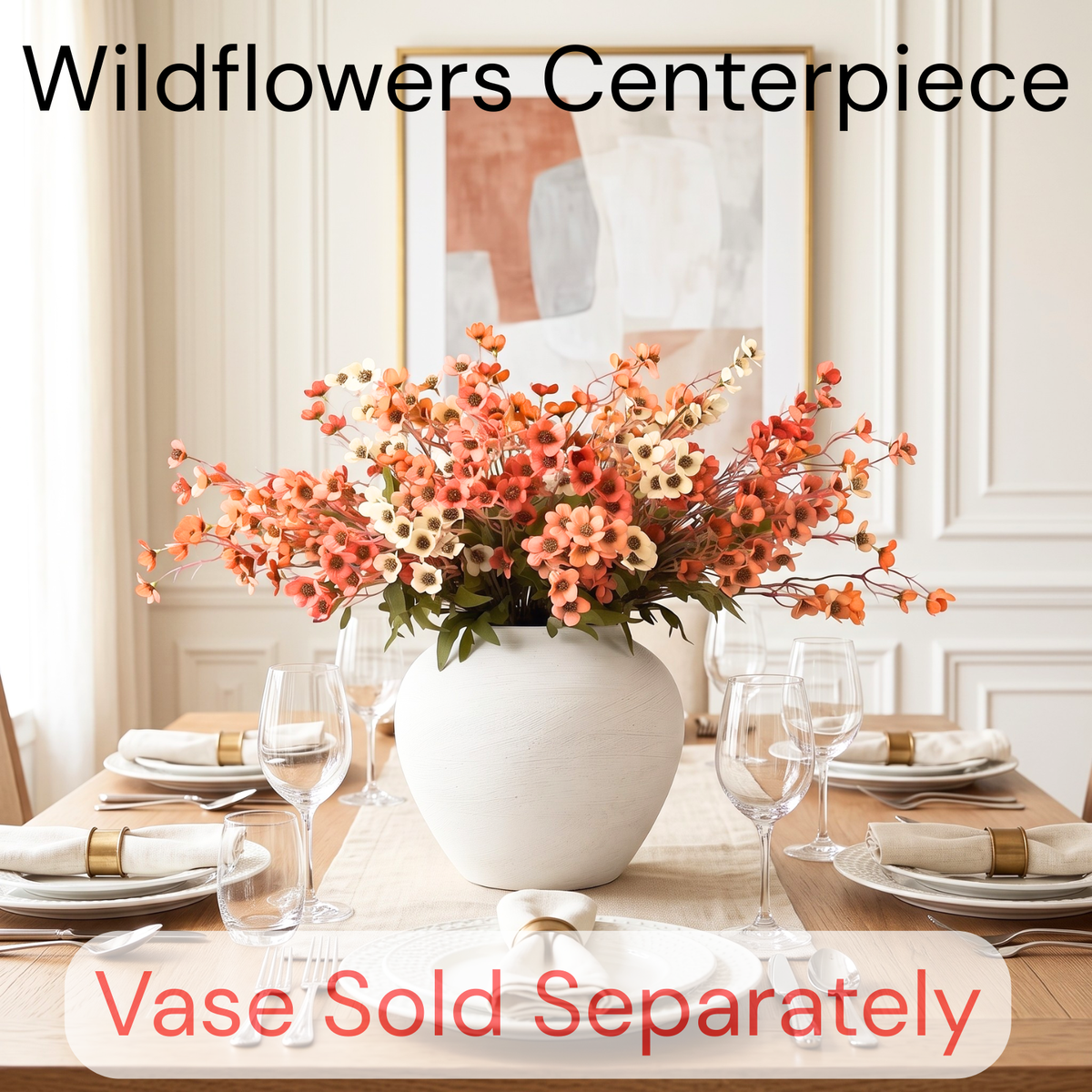 Orange Faux Wildflowers for Fall Decor, Artificial Mum Look For Porch