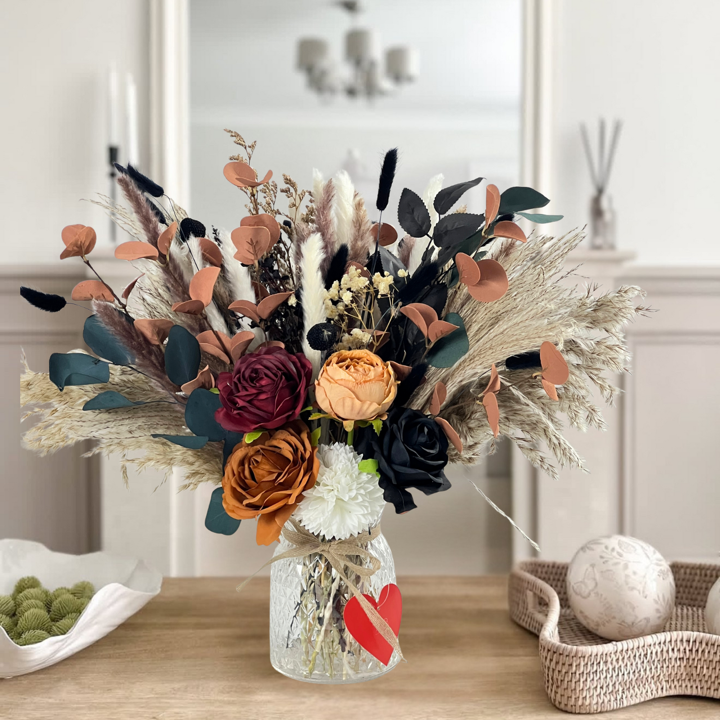 100pcs Fall Flower Arrangements in Vase, Fall Centerpieces for Tables, Coffee Dining Table Centerpiece Decor for Home, Thanksgiving Christmas Winter Decorations, Centro De Mesa De Otoño