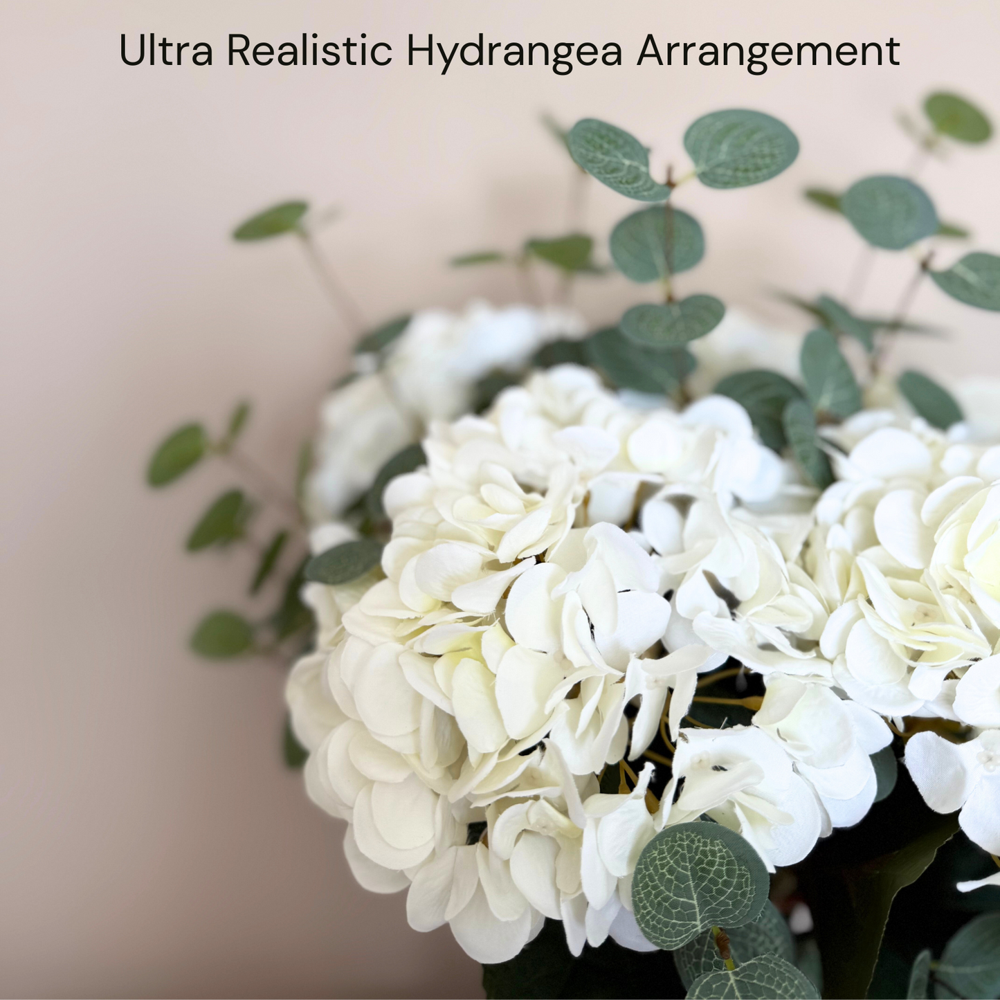 Real Touch White Faux Hydrangea Flowers 5 Heads With Greenery