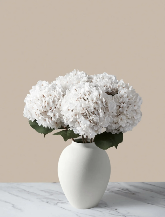 5 x Extra Large Faux Hydrangea Flowers For Centerpiece Table Decorations, Silk Hydrangea Stems Flowers, White Living Room Coffee Table Decor, Hortensias Artificiales, Realistic Lifelike, 19in Tall