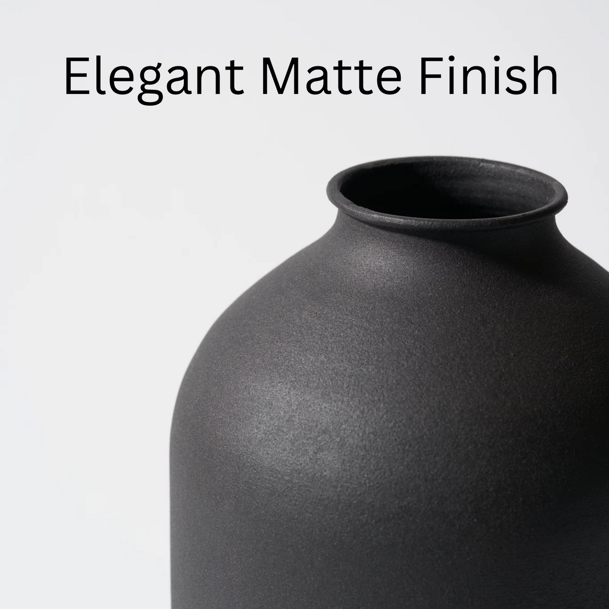Large Black Flower Vase for Bedroom Decor Living Room Table, Black Arlo Vase Matte, Iron Metal Vases Home Decor, Wabi Sabi Decor
