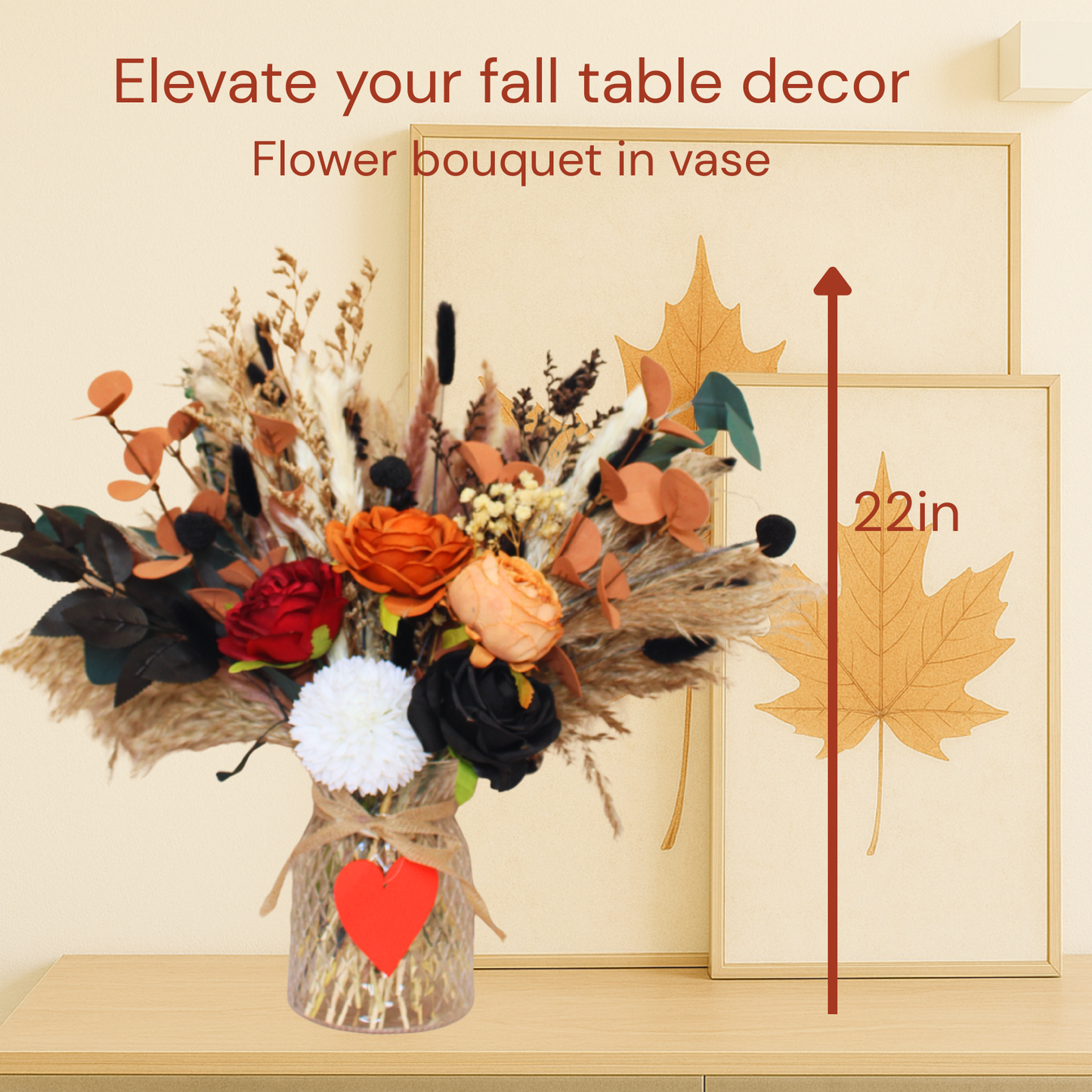 100pcs Fall Flower Arrangements in Vase, Fall Centerpieces for Tables, Coffee Dining Table Centerpiece Decor for Home, Thanksgiving Christmas Winter Decorations, Centro De Mesa De Otoño