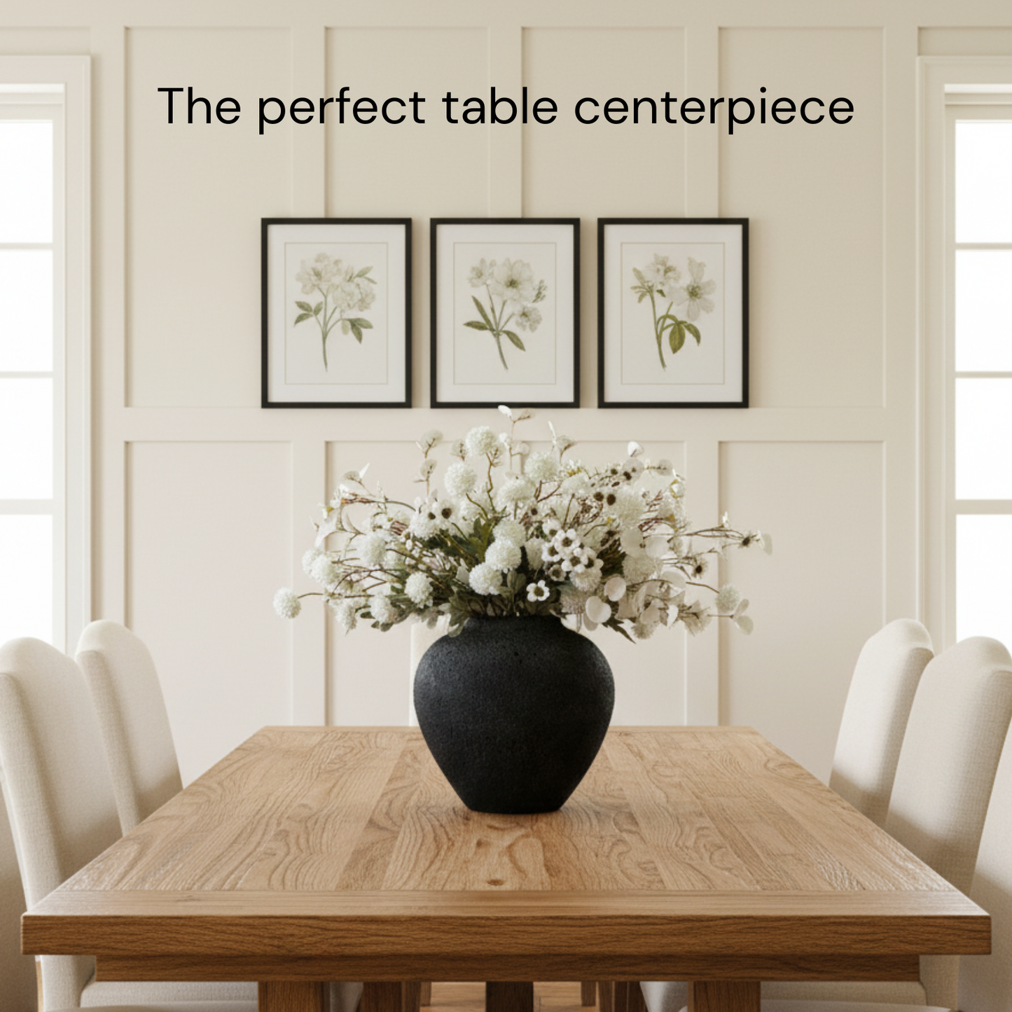 Large Round Vase Pottery Look for Home Decor, Black Rustic Vase Modern Farmhouse, Console Table Decor, Earthy Textured Big Black Round Vases for Centerpieces, Jarrones Grandes para Sala Elegantes
