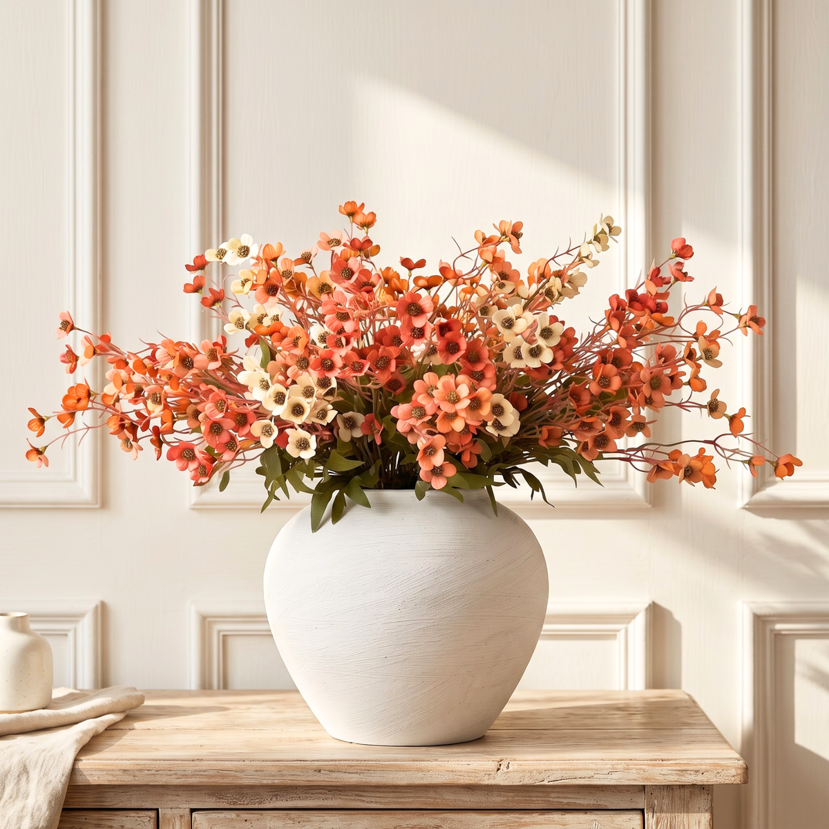 Orange Faux Wildflowers for Fall Decor, Artificial Mum Look For Porch