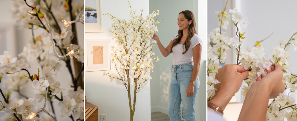 Load video: artificial cherry blossom tree, faux tree for indoor decor